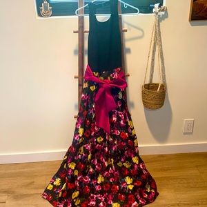 Gorgeous black halter-top gown with flowered skirt